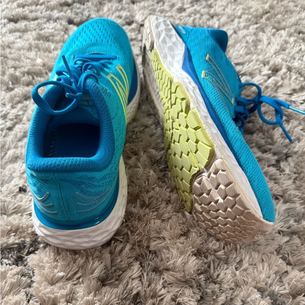 Kids Blue Athletic Running Shoes with Lime Accents